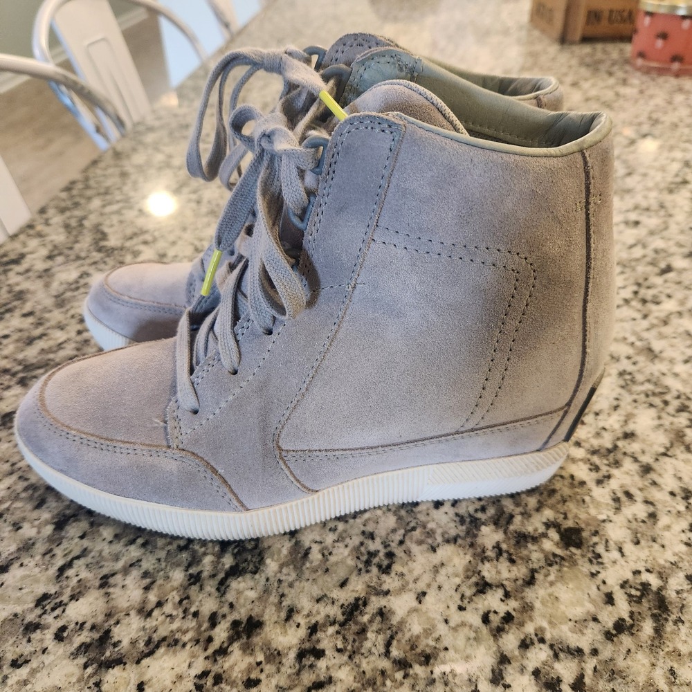 Sorel Out N About Wedge Sneakers Quarry Grey Suede High Top Boots NL4913-081